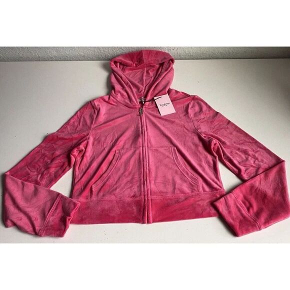 Juicy Couture Velour Track Jacket Hot Pink Full Zip Logo On The Back Women’s L - Picture 4 of 13